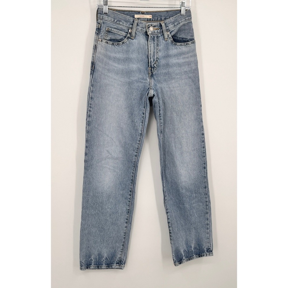 Levis 94 Baggy Jeans Womens 24 Light Wash High Rise Straight Leg Blue Skater - Picture 6 of 8